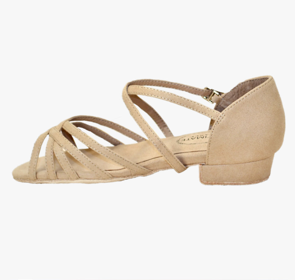 Comfort Dance Shoes, Ultimate Swinger, Beige Microsuede, 5/8" Flat Heel