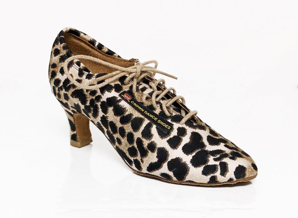Crown Dance Shoes, 4300, Fabric Leopard Print, 2