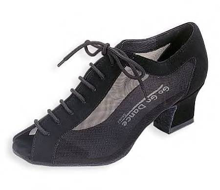 Go Go Dance Shoes, 4050, Black Nubuck-Mesh, 1.8” Heel – Ballroom