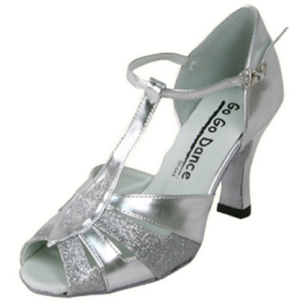 Silver glitter dance shoes sales