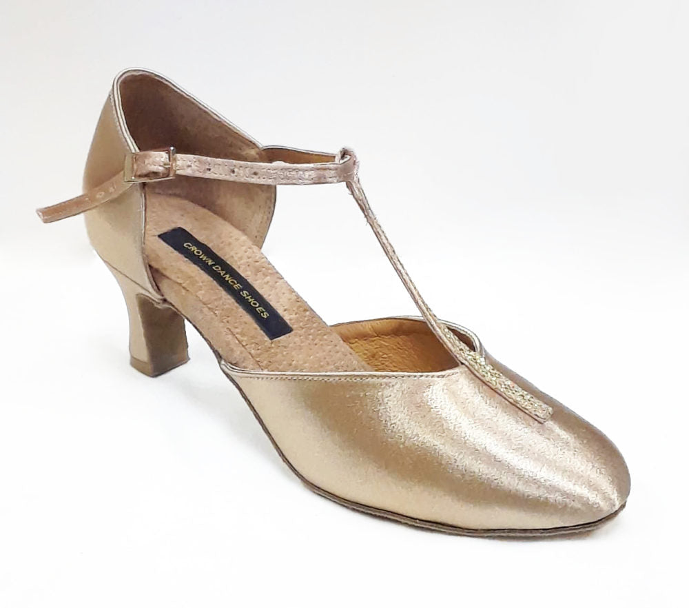 Crown Dance Shoes, 4200, Light Tan Satin, 2” Heel