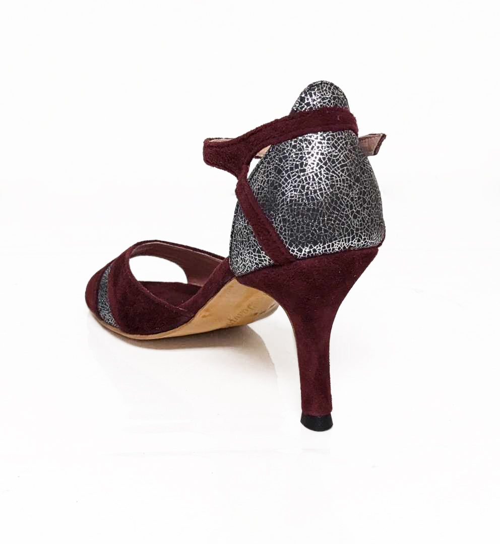 Burgundy and sale silver heels