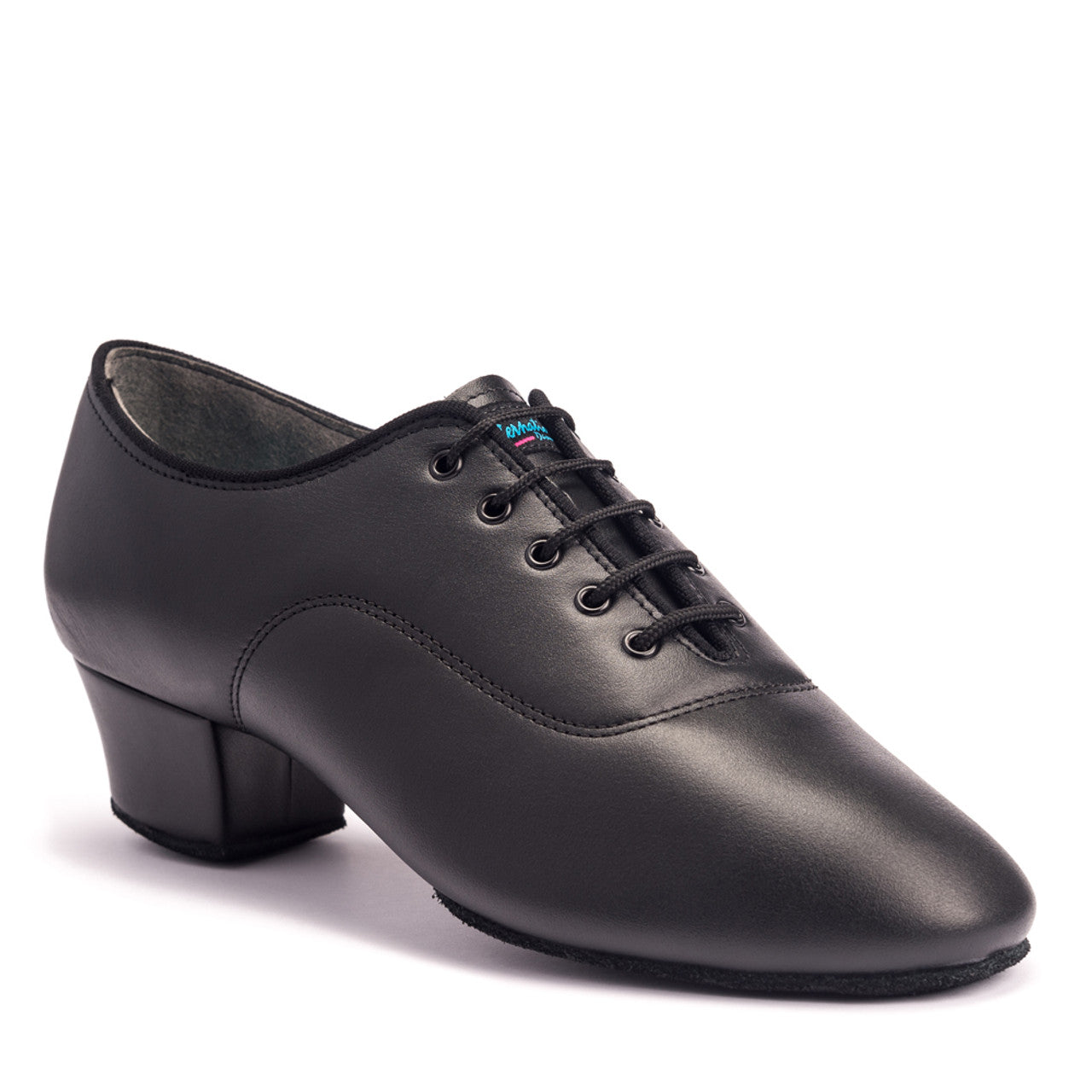International Dance Shoes, Boys' Rumba, Black Leather, 1.5” Heel
