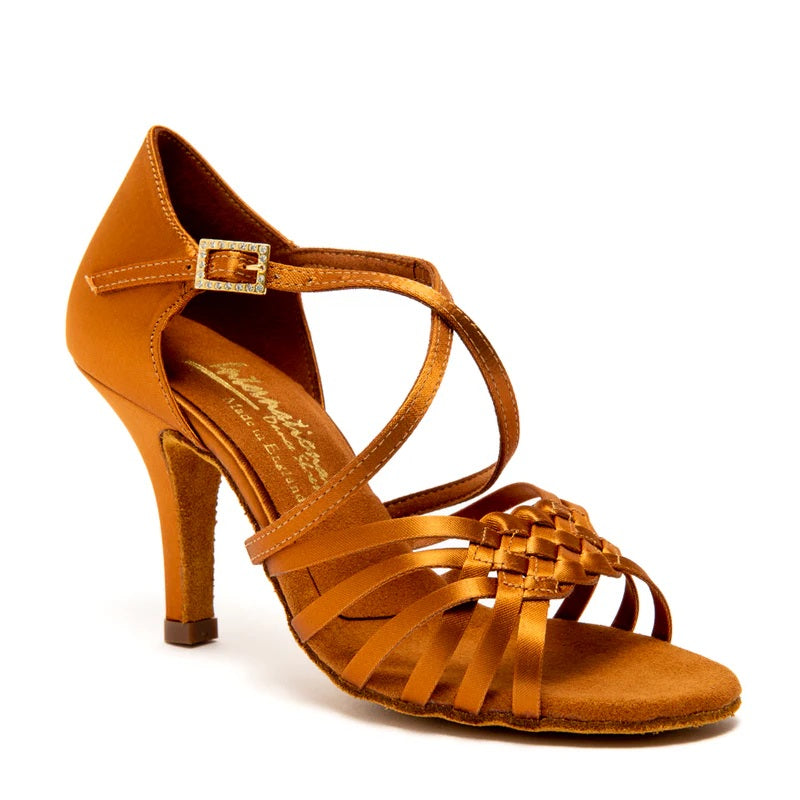 CLEARANCE International Dance Shoes, Elena, Tan Satin, 3” Elite Heel