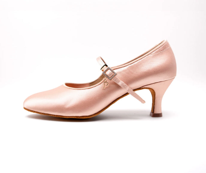 Pivot Dance, Emma, Light Tan Satin, 2” Flared Heel