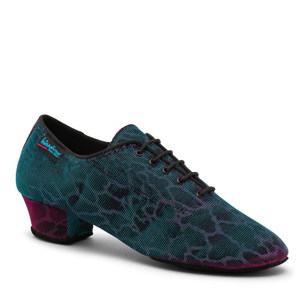 International Dance Shoes, Heather Split, Blue Pink Panther Print, 1.5” Heel