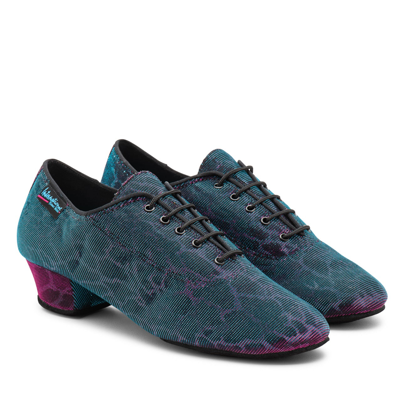 International Dance Shoes, Heather Split, Blue Pink Panther Print, 1.5” Heel